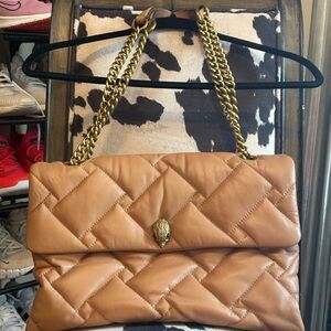 Kurt Geiger Tan Quilted Leather Bag with Gold Chain